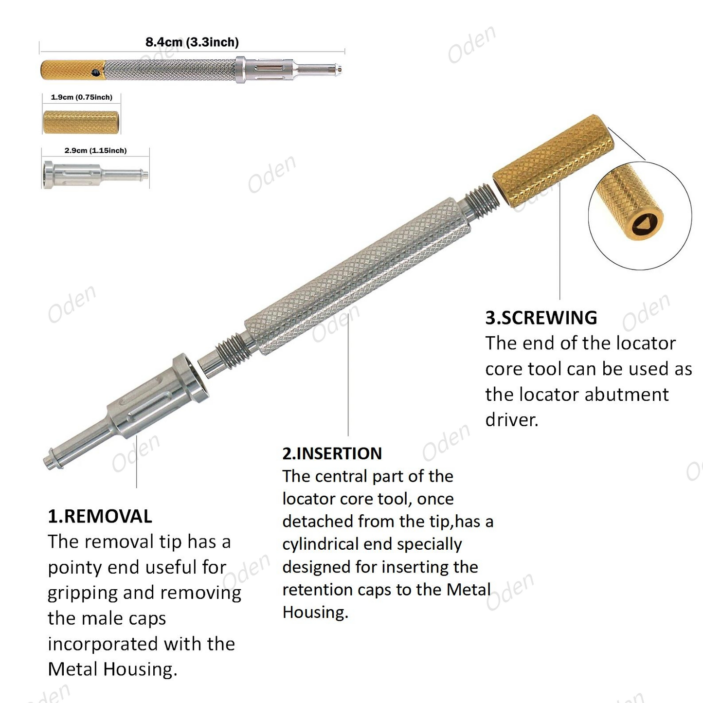 locator abutment and male caps-from AB to Zimmer, locator core tool/magic tool, locator abutment driver